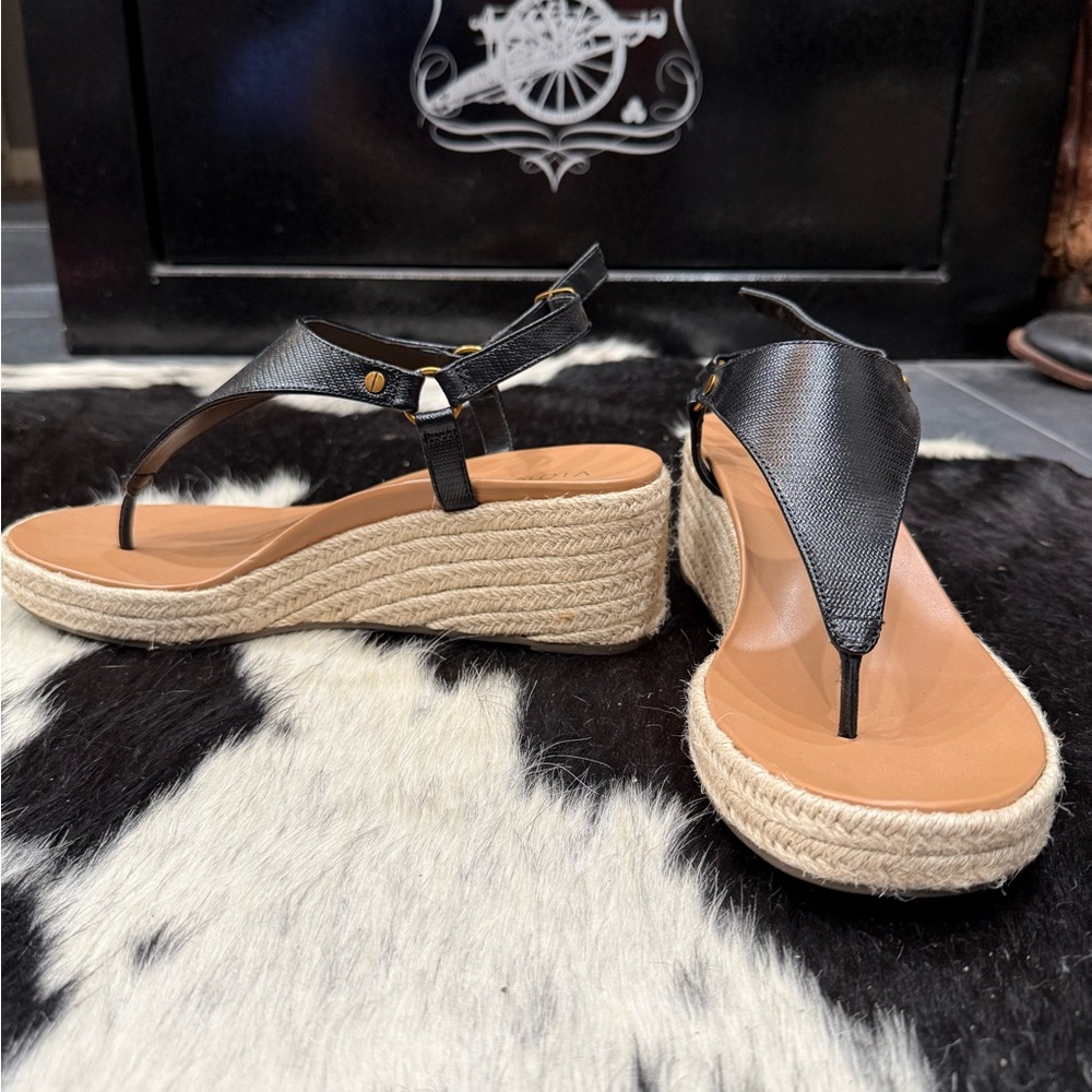 Vionic Black Wedge Sandals